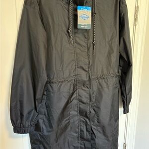 Women’s Columbia Splash Side Hooded Rain Jacket NEW XS Black Waterproof Long
